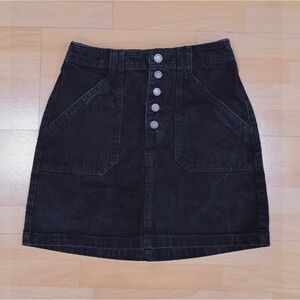Hollister | Black Denim Button Front A-like Mini Skirt
